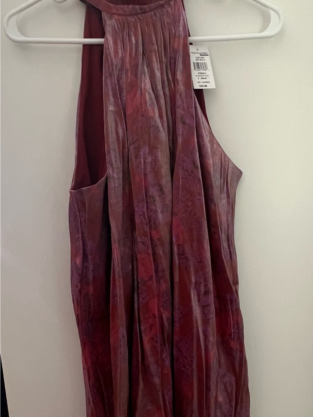 Sage One-Shoulder Velvet Maxi Dress in Plum Tie-Dye
